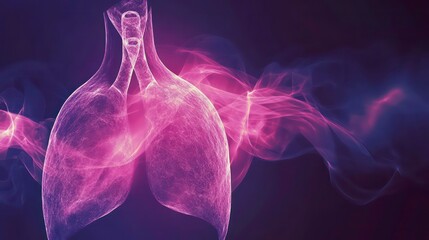 Poster - Abstract glowing pink lungs with smoke.