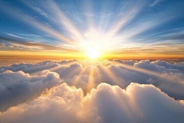 Wall Mural - the sun is shining through the clouds, creating a beautiful and serene scene