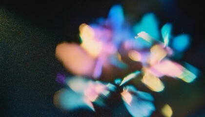 Wall Mural - iridescent flowers on black background