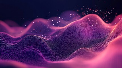 Aufkleber - Abstract purple and pink wave particles background.