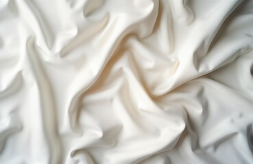 Poster - White linen fabric texture. Wrinkled, crumpled fabric. Natural cotton fabric. Abstract textile background. Smooth flowing white surface. Natural material. Linen fabric background. Design element for