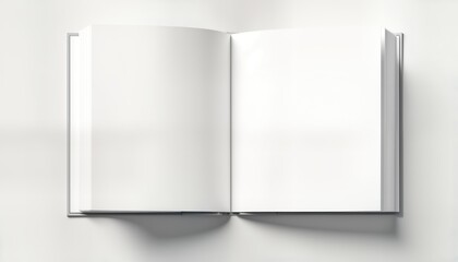 Aufkleber - Blank open book shows clean white pages ready for design message. Empty book represents potential for new ideas content. Template for illustration digital design projects. Versatile image suitable