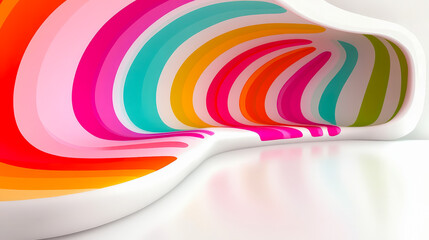 Fototapete - Vibrant abstract interior with colorful wave patterns in a modern space