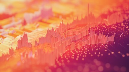 Poster - Abstract orange financial data chart is showing market fluctuations in a colorful and dynamic way, representing the complexity of financial markets