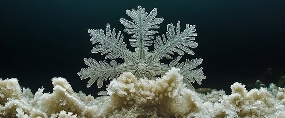 Poster - Intricate ice snowflake over textured frost.