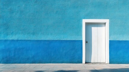 Poster - White door on a blue wall. (1)