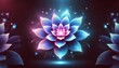 © Tatiana - Glowing lotus flower with bright pink and blue petals radiates soft light. Concept of peace, harmony and spiritual energy. Mystical atmosphere of Zen yoga meditation spiritual symbol, energy aura