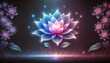 © Tatiana - Glowing lotus flower with bright pink and blue petals radiates soft light. Concept of peace, harmony and spiritual energy. Mystical atmosphere of Zen yoga meditation spiritual symbol, energy aura
