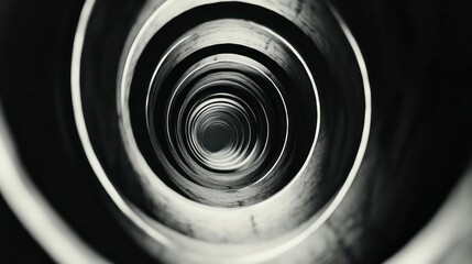 Poster - Abstract monochrome image of nested spirals receding into darkness, creating a hypnotic visual effect.
