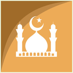 Poster - mosque icon design, The logo or symbol of the white mosque Editable mosque or prayer room icon. Suitable for use as a sign in the prayer room in a public area or on brochures