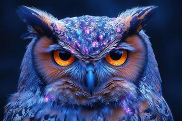 Wall Mural - mystical owl with kaleidoscope eyes cosmic patterns in feathers nebulainspired colors ethereal wisdo