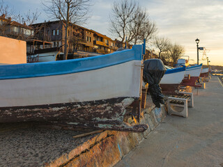 Wall Mural - Sunset view of the port of Sozopol, Bulgaria