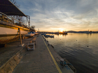 Wall Mural - Sunset view of the port of Sozopol, Bulgaria