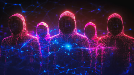 Hacker are planning to hack and attack networks and cyber security systems.team people innovation connection of line from nail node to node on map background , networking concept