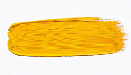 Poster - yellow stroke of paint isolated on white background