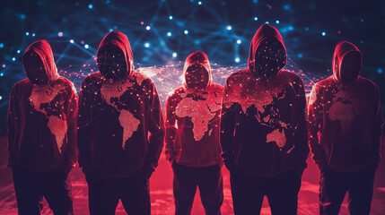 Hacker are planning to hack and attack networks and cyber security systems.team people innovation connection of line from nail node to node on map background , networking concept