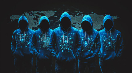 Hacker are planning to hack and attack networks and cyber security systems.team people innovation connection of line from nail node to node on map background , networking concept