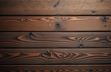Fototapete - Dark brown wooden planks create seamless texture background. Horizontal wood grain pattern visible. Planks arranged in rows. Empty space provides neutral backdrop for design purposes. Natural