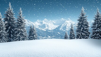 Canvas Print - Snowy mountain range winter landscape.