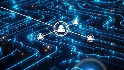Fototapete - Exploring the vibrant world of digital connections and data flows at a tech conference in Silicon Valley. Generative AI