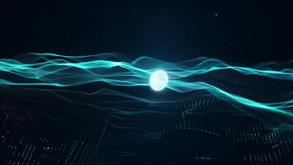 Poster - Glowing waves of light dance in a cosmic landscape, creating an ethereal experience for viewers. Generative AI