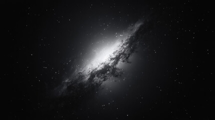 an elegant black and white starfield, minimalistic and serene, featuring random bright star clusters