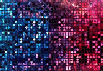 Poster - Colorful abstract mosaic with shimmering dots in blue, pink, and purple tones for design projects