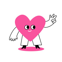 Aufkleber - Vector logo design template and graphic element for advertising, branding, heart shape and love, funny cartoon illustrations with smiling character, valentine day mascot