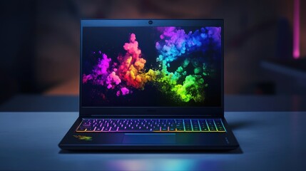 Poster - A sleek laptop on a clean desk with vibrant colors displayed on the screen.