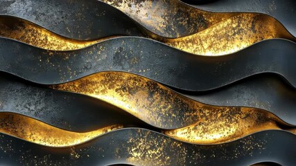 Poster - Captivating patterns of black and gold waves create a mesmerizing visual experience in abstract art. Generative AI