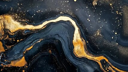Poster - Explore the enchanting beauty of swirling black and gold patterns in a mesmerizing abstract art display. Generative AI