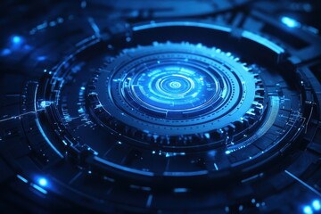 Poster - Abstract blue glowing futuristic technology. Ideal for tech, innovation, and AI projects.