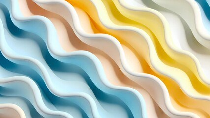 Poster - Flowing waves of color create an enchanting abstract landscape of serenity and warmth in a bright modern setting. Generative AI