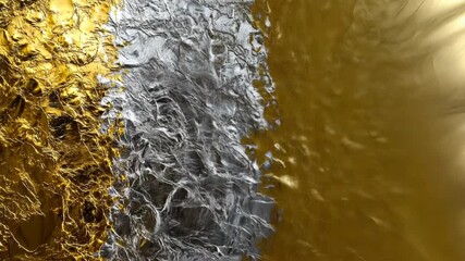 Poster - Discover the mesmerizing interplay of gold and silver in an abstract display of shimmering textures and fluid movements. Generative AI