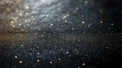 Poster - Glistening particles dance on a dark surface creating a mesmerizing cosmic effect at an evening gathering. Generative AI