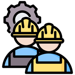 Poster - Worker Team Outline Color Icon