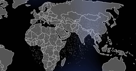 Poster - image of data processing over world map