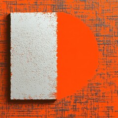 Poster - Abstract Geometric Composition with White Square and Orange Circle