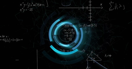 Poster - Image of scope scanning over mathematical equations on black background