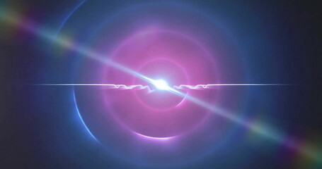Poster - image of glowing light trails moving on seamless loop on dark background