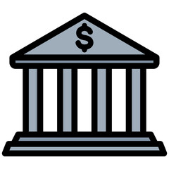 Poster - Bank Outline Color Icon