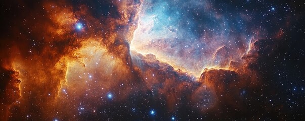Cosmic Nebula with Vibrant Hues and Sparkling Stars