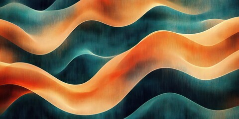 Poster - Dynamic Waves Retro Fabric Design Rug Abstract Illustration