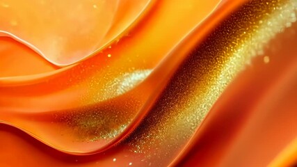Poster - Exploring vibrant orange waves of liquid with sparkling undertones in an artistic setting. Generative AI