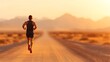 © Paisan - Chasing the Horizon: A Runner's Journey Through Scenic Desert Trails at Golden Hour Glow. Low-Impact, High-Intensity Cardio Workout Concept