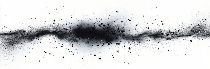Poster - Abstract Black and White Splatter Art with Grain Texture and Stipple Shadow in Minimalistic Design