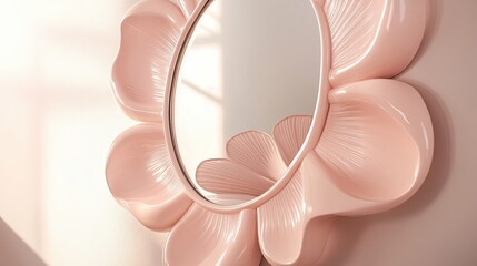 Sticker - Elegant Pink Flower Shaped Mirror Reflecting Light