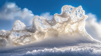Poster - A dynamic perspective of a powerful wave cresting mid-motion, foam and spray frozen in sharp detail against a blue backdrop