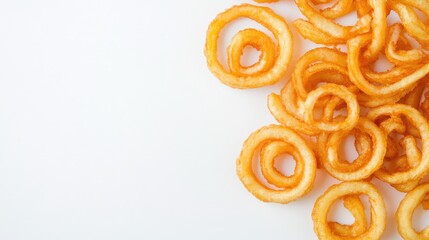 Aufkleber - A fun close-up of curly fries arranged into a spiral pattern, with a clean white surface for copy space