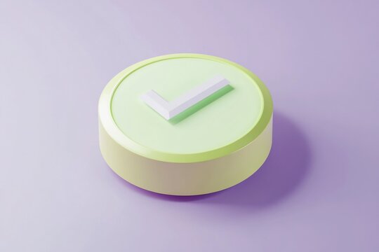 3D render of a pastel green checkmark button.
